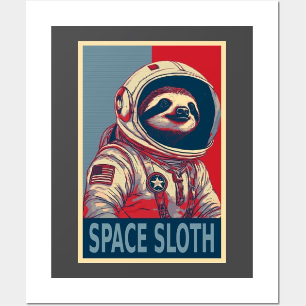 Space Sloth Astronaut Funny HOPE Wall Art by DesignArchitect